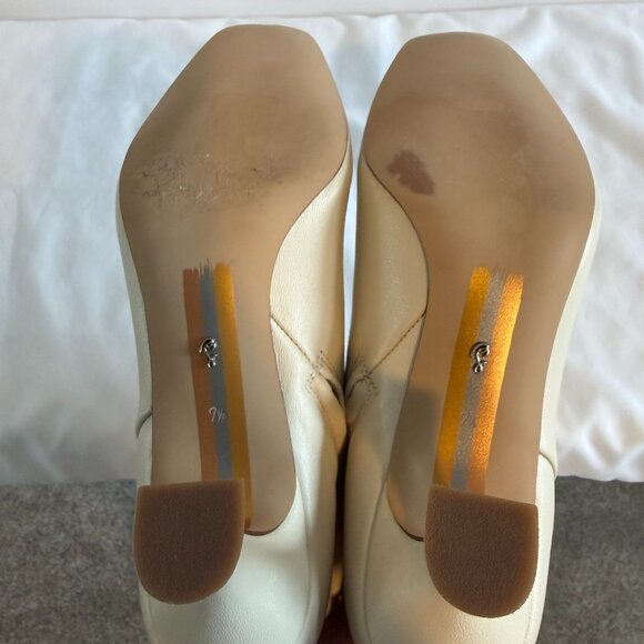 NWOT SAM EDELMAN Leigh Ivory Leather Knee High Tall Dress Boots 7.5 - Picture 12 of 15